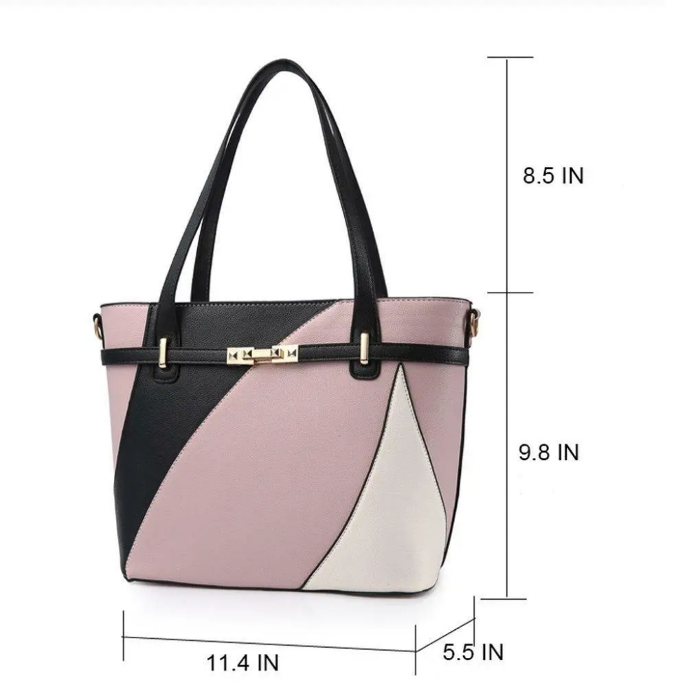 Abstract Colorblock Tote/Shoulder Bag - Picture 12 of 16